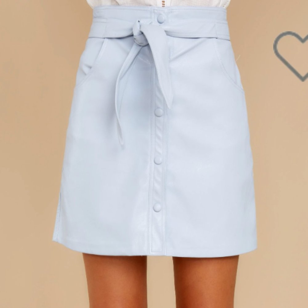 Blue Leather Vegan Skirt